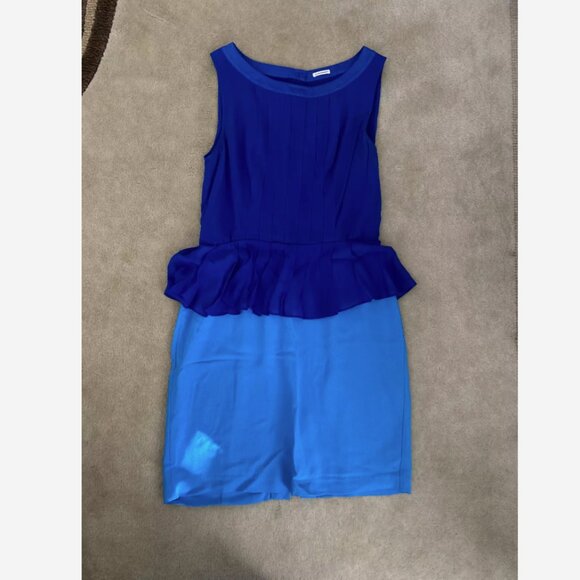 Peplum Blue and Cobalt Club Monaco Dress (10/10 condition) - Picture 1 of 3